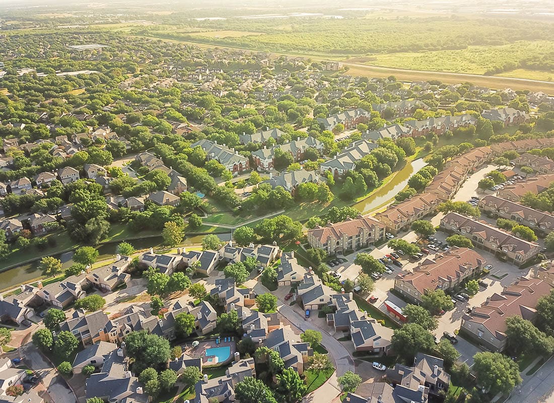 Oakbrook Terrace, Illinois - Aerial View of Residential Homes on a Sunny Day